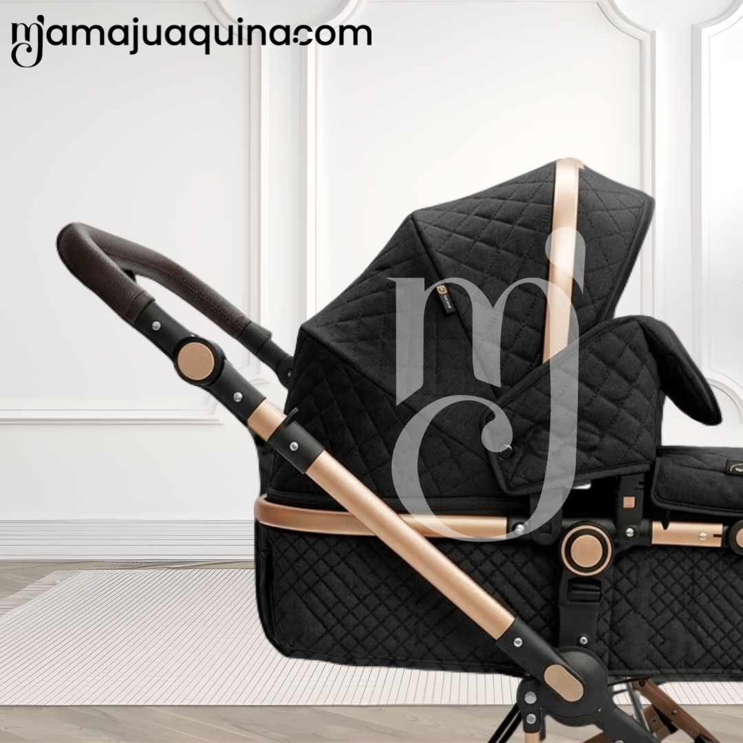 COCHE CUNA KIDS NEGRO MOISÉS LUJO LOVY BABY CON PORTAVASO - 2