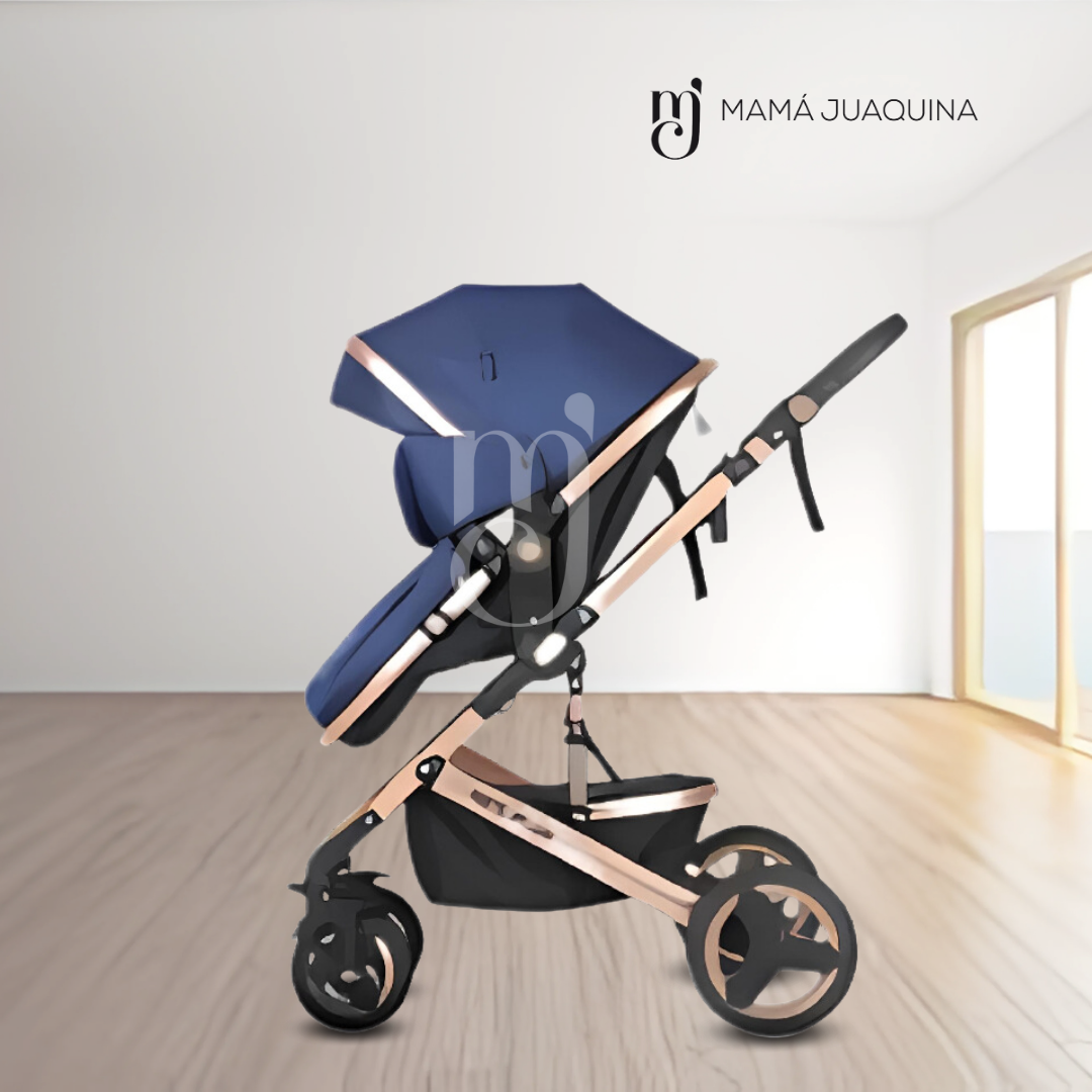 COCHE CUNA KIDS LUMIERE AZUL MOISÉS CON PORTA BEBÉ Y PAÑALERA - 5