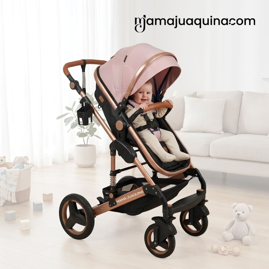 COCHE CUNA EBABY SAGIRA ROSA EDICIÓN LIMITADA - 3