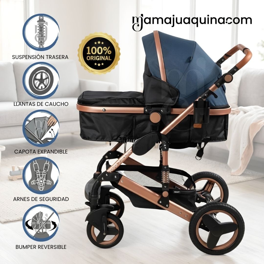 COCHE CUNA EBABY SAGIRA AZUL EDICIÓN LIMITADA - 2
