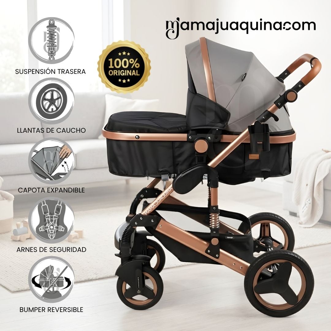 COCHE CUNA EBABY SAGIRA GRIS EDICIÓN LIMITADA - 2