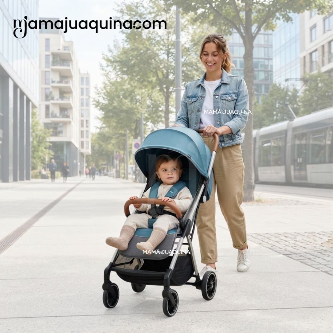 COCHE MALETA PARA BEBÉ «SAFFE» DE FÁCIL PLEGADO AZUL - 3