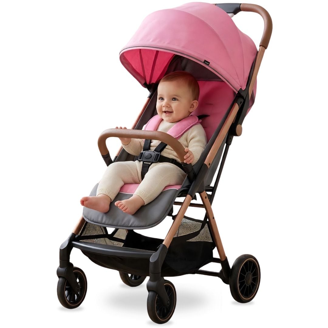COCHE MALETA PARA BEBÉ «SAFFE» DE FÁCIL PLEGADO ROSA - 1