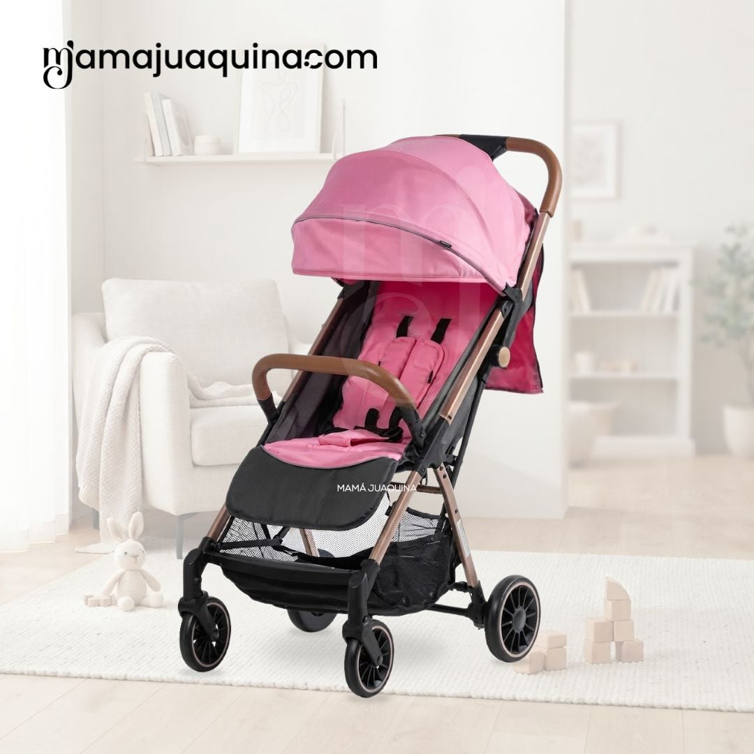 COCHE MALETA PARA BEBÉ «SAFFE» DE FÁCIL PLEGADO ROSA - 5