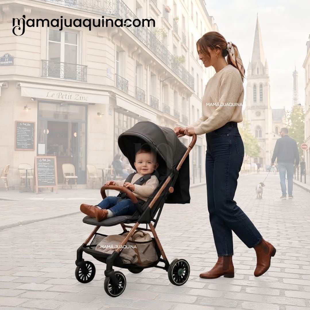 COCHE MALETA PARA BEBÉ «SAFFE» DE FÁCIL PLEGADO NEGRO - 3
