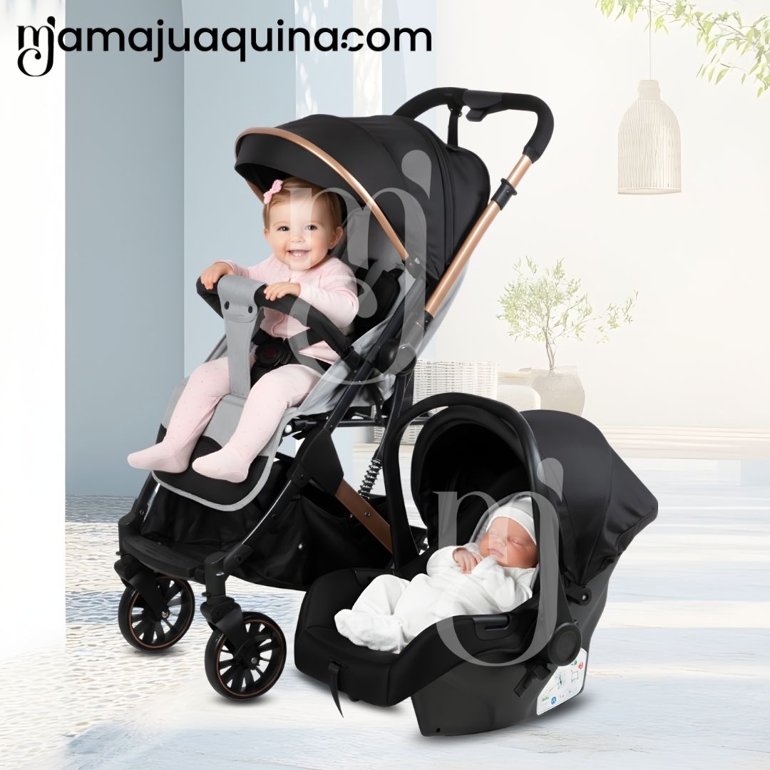 COCHE MALETA DE LUJO PARA BEBÉ «J' SPARROW» CON PORTABEBÉ GRIS - 3