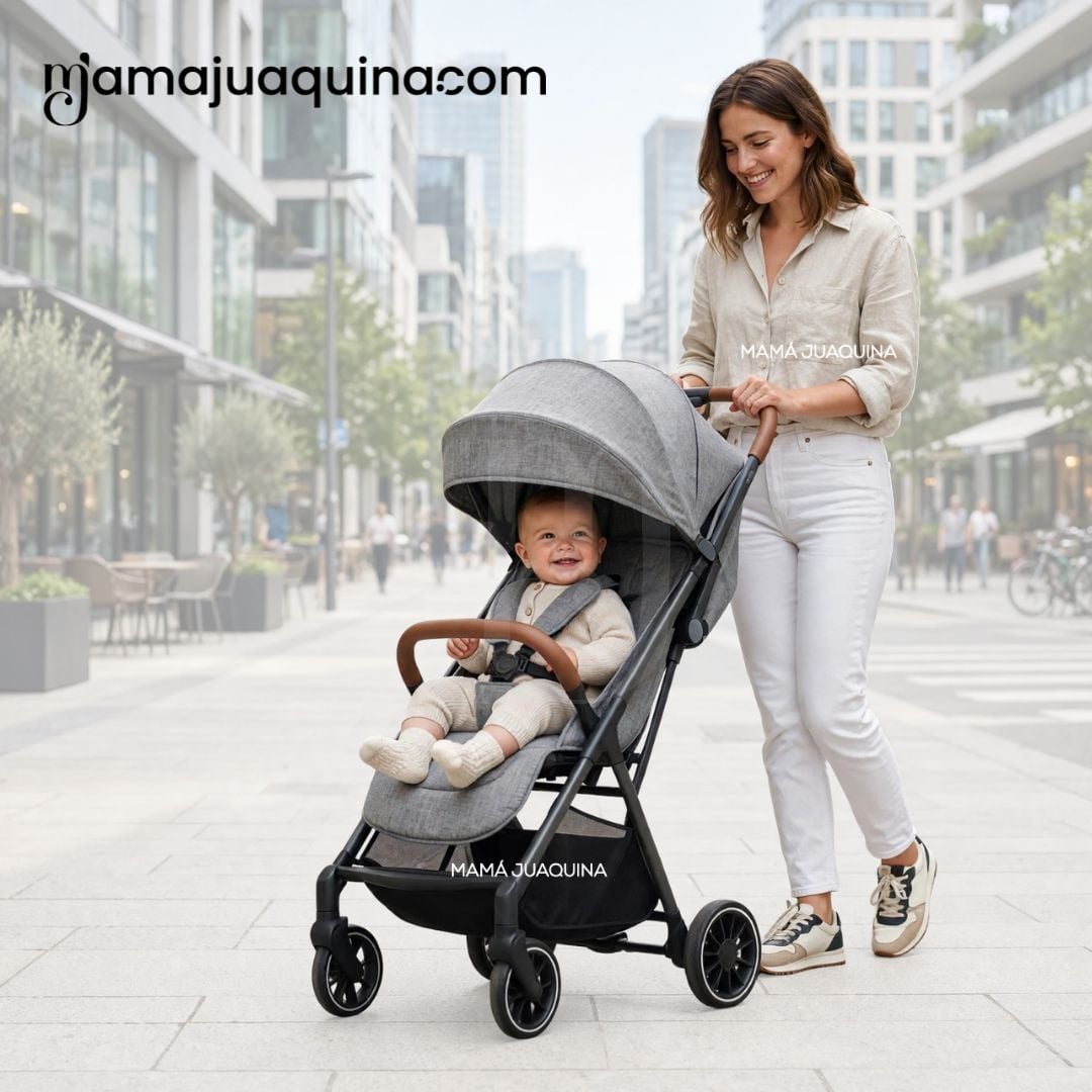 COCHE MALETA PARA BEBÉ «SAFFE» DE FÁCIL PLEGADO GRIS - 3