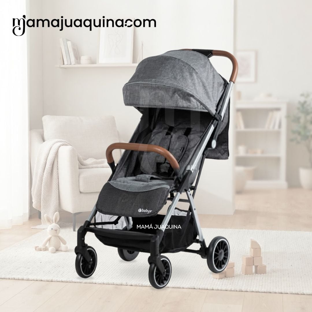 COCHE MALETA PARA BEBÉ «SAFFE» DE FÁCIL PLEGADO GRIS - 5