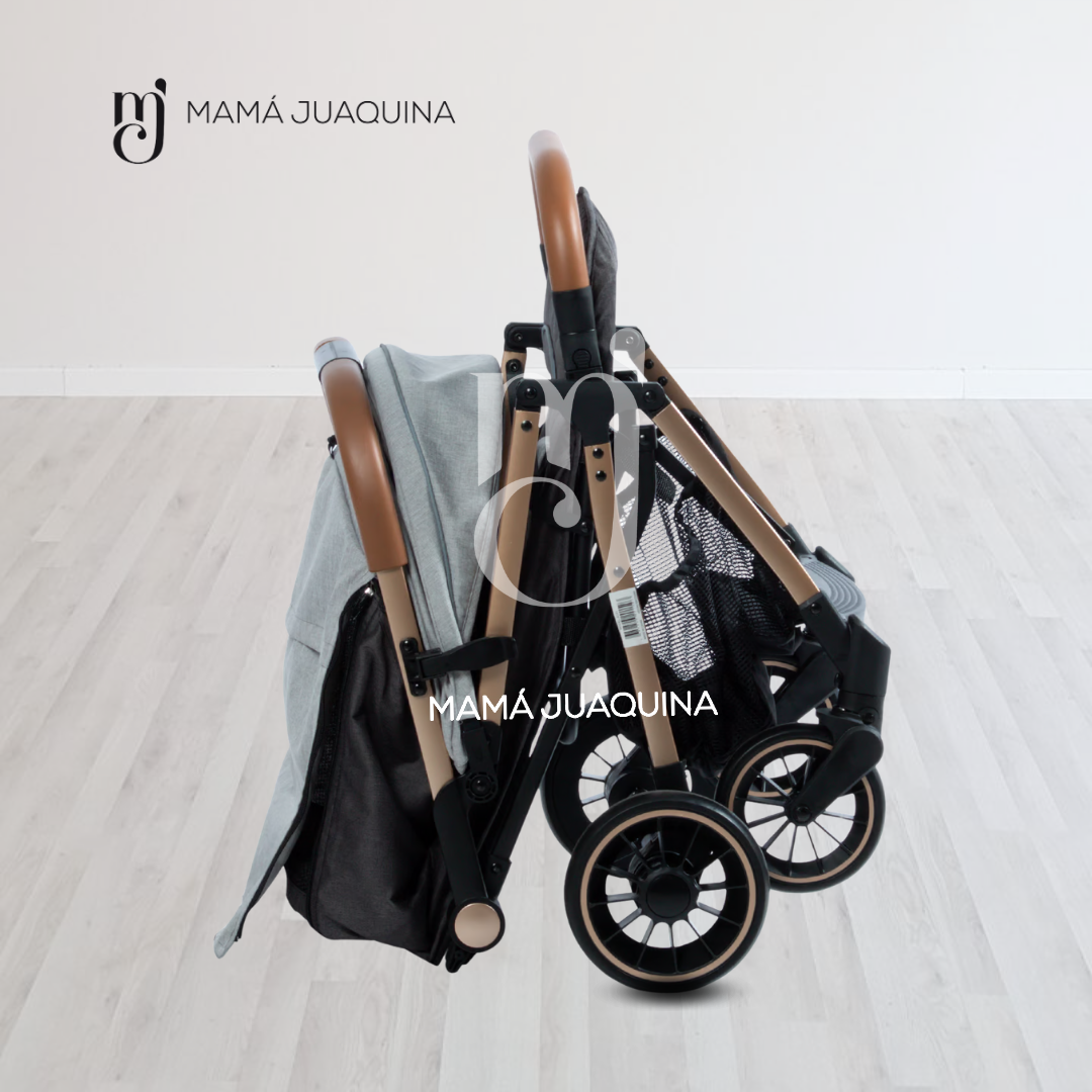 COCHE MALETA PARA BEBÉ «SAFFE» DE FÁCIL PLEGADO GRIS - 6