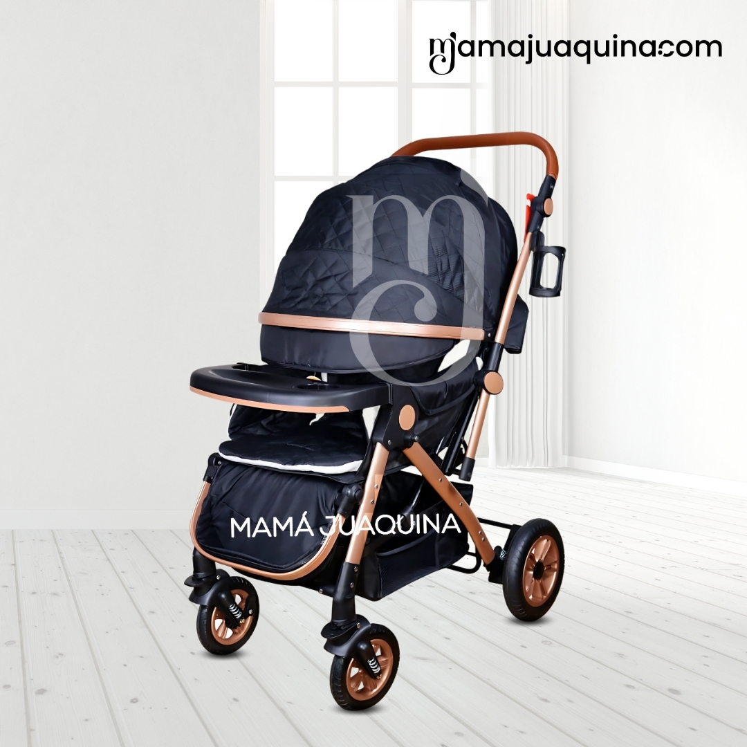 COCHE CUNA DE LUJO PARA BEBÉ «ROMA» EDICIÓN LIMITADA NEGRO - 5