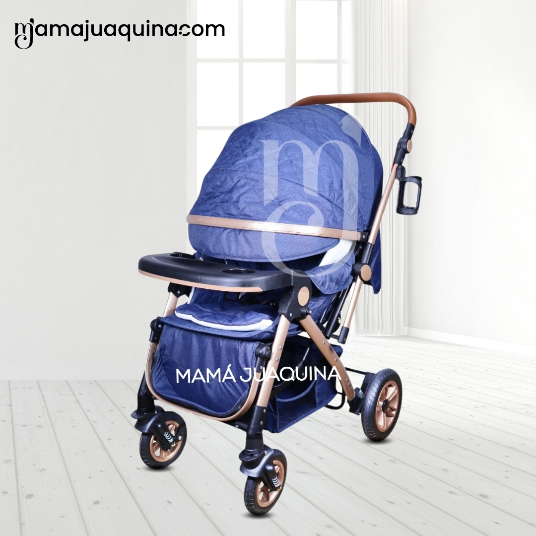 COCHE CUNA DE LUJO PARA BEBÉ «ROMA» EDICIÓN LIMITADA AZUL - 5