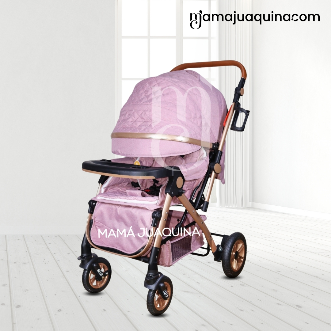COCHE CUNA DE LUJO PARA BEBÉ «ROMA» EDICIÓN LIMITADA ROSA - 5