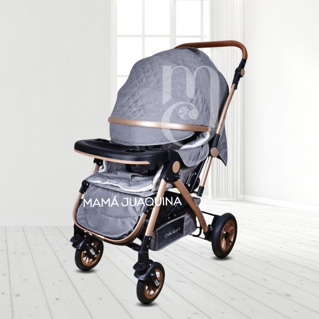 COCHE CUNA DE LUJO PARA BEBÉ «ROMA» EDICIÓN LIMITADA GRIS - 5