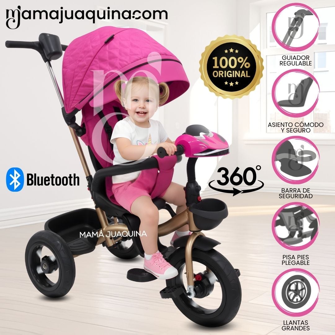 TRICICLO GUIADOR GIRATORIO «MAXUS» EDICIÓN LIMITADA ROSADO - 1