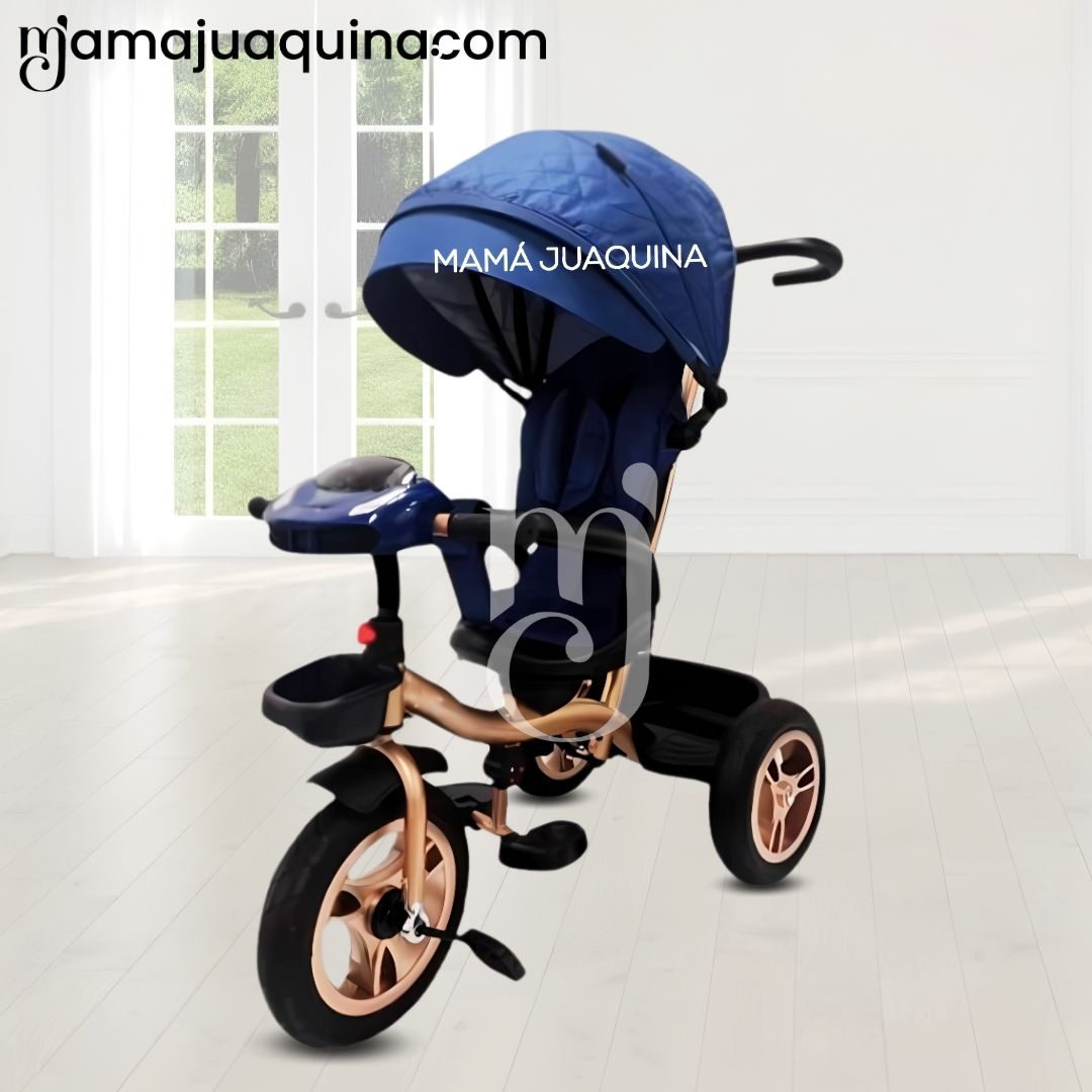 TRICICLO GUIADOR GIRATORIO «GOLDEN SPEED» PREMIUM AZUL - 5