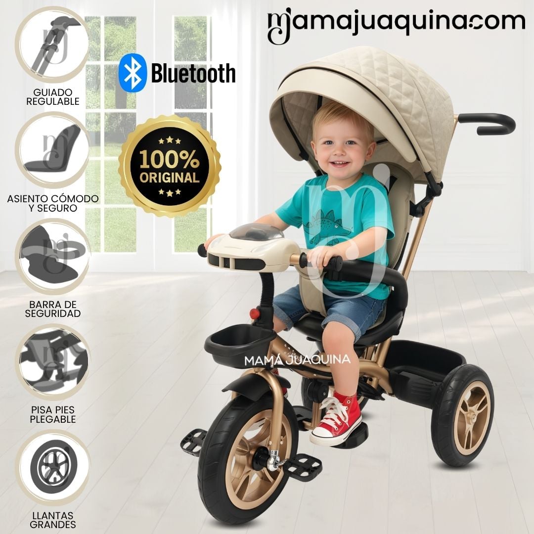 TRICICLO GUIADOR GIRATORIO «GOLDEN SPEED» PREMIUM BEIGE - 1