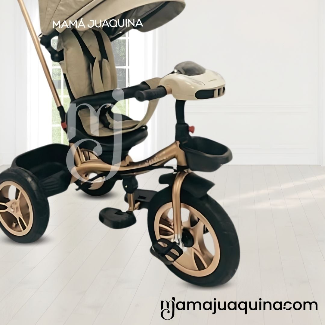 TRICICLO GUIADOR GIRATORIO «GOLDEN SPEED» PREMIUM BEIGE - 3