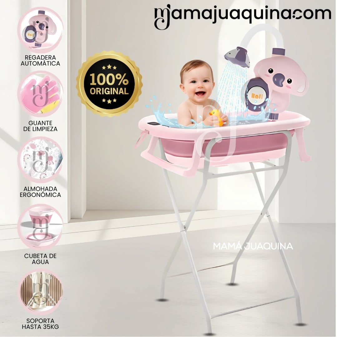 BAÑERA PLEGABLE CON RACK MULTIUSO «SPLASH PRO» PINK - 1