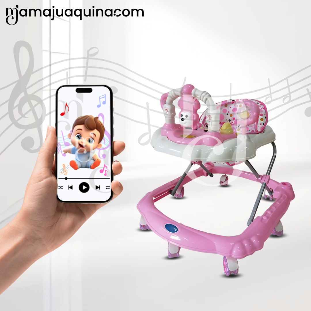 ANDADOR MUSICAL PLEGABLE «CUTE MONKEY» CON BLUETOOTH PINK - 6