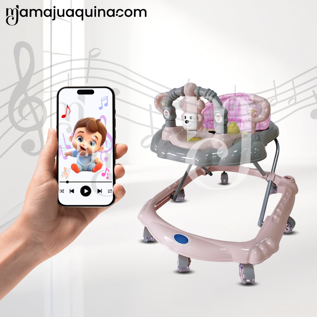 ANDADOR MUSICAL PLEGABLE «CUTE MONKEY» CON BLUETOOTH LIGHT BLUE - 6