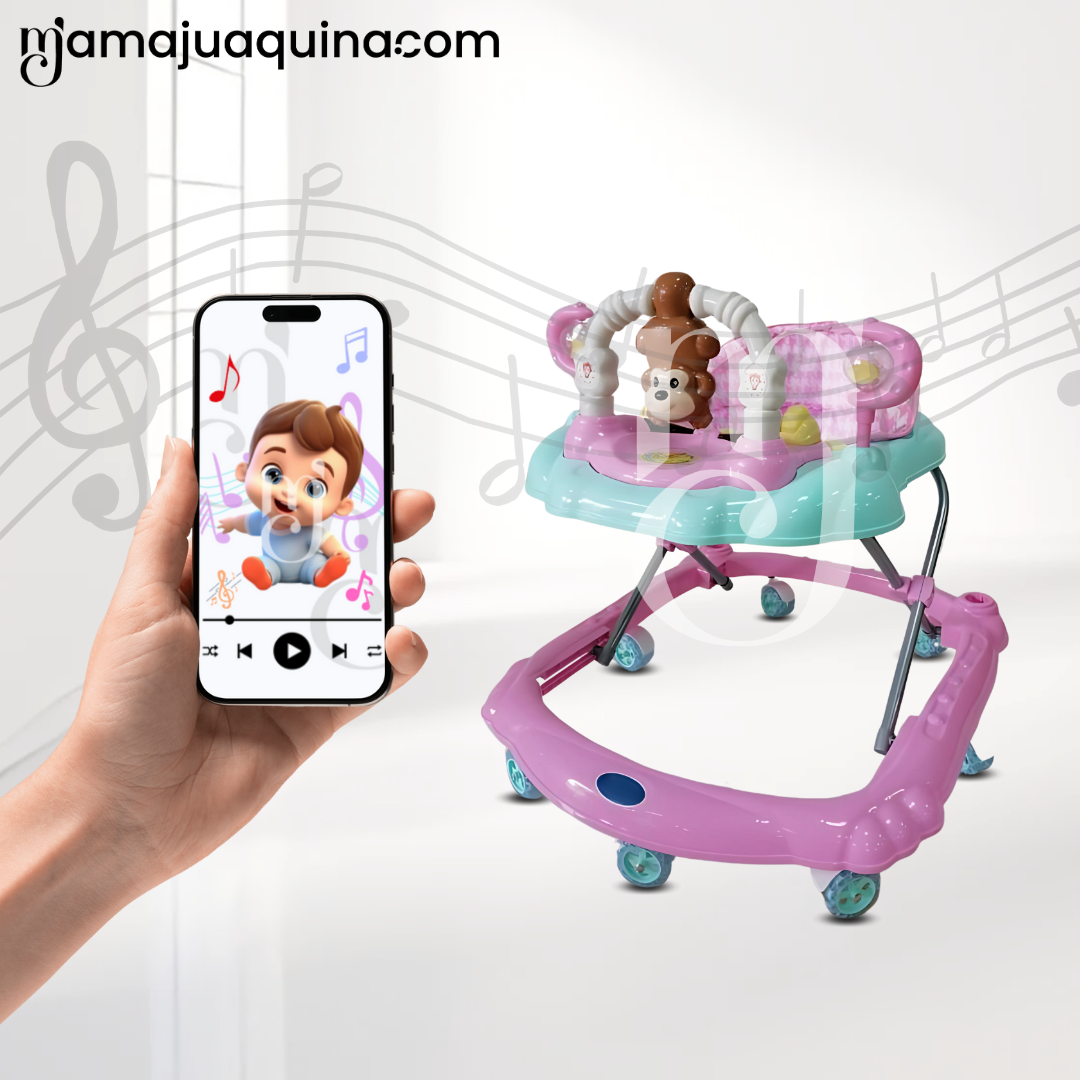 ANDADOR MUSICAL PLEGABLE «CUTE MONKEY» CON BLUETOOTH PINKY - 6