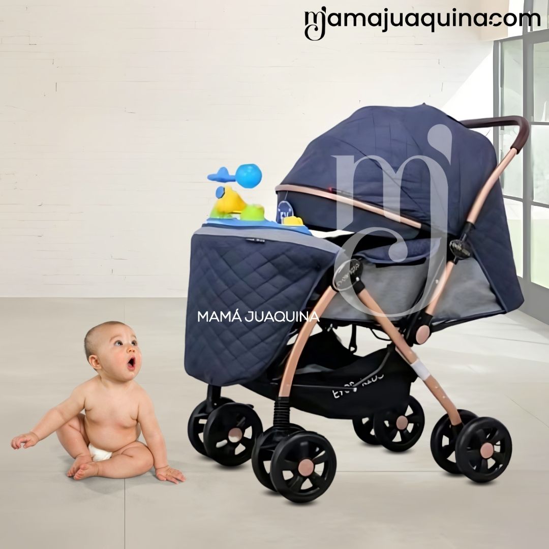 COCHE CUNA MUSICAL CON BLUETOOTH «NEW SUMMER» BLUE - 5