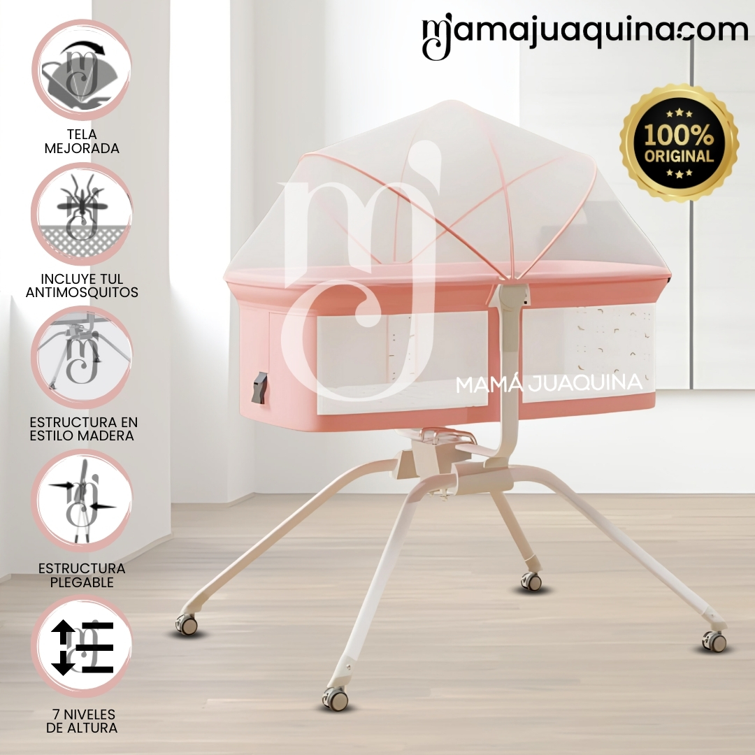 CUNA COLECHO MECEDORA 2 EN 1 «MOON» DE LUJO PINK - 1