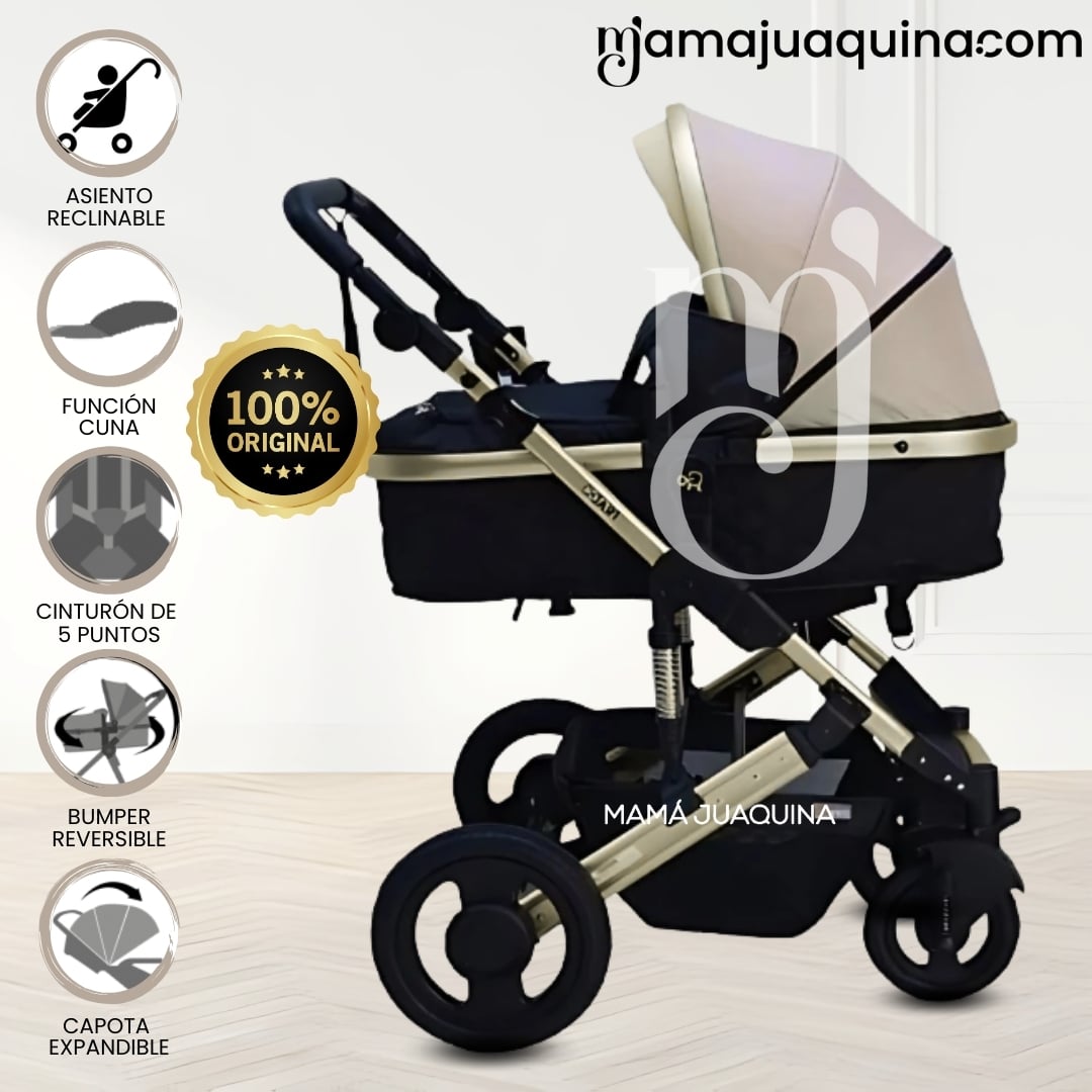 COCHE CUNA MOISÉS DE LUJO «PRADO GOLD» BEIGE - 1