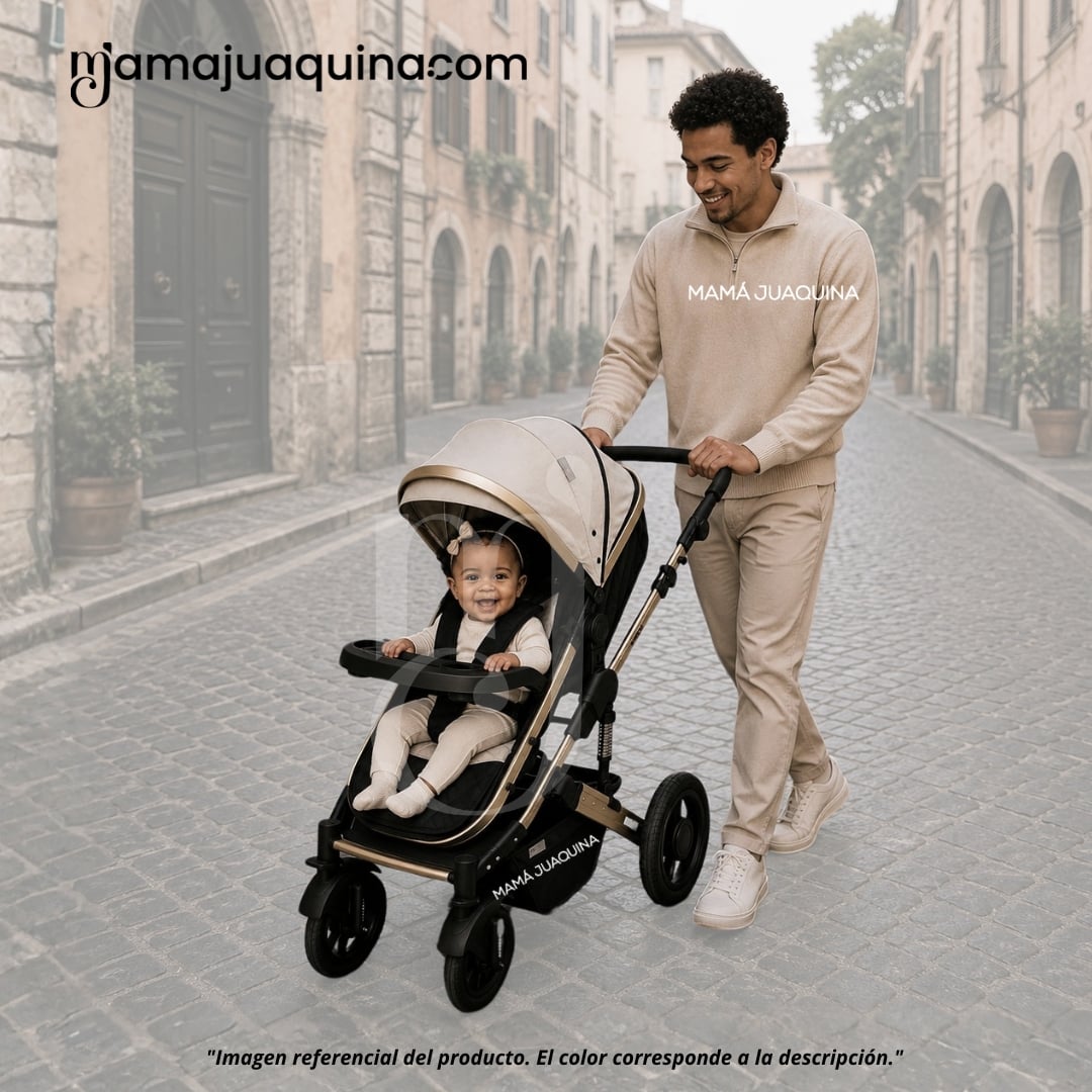 COCHE CUNA MOISÉS DE LUJO «PRADO GOLD» BEIGE - 2