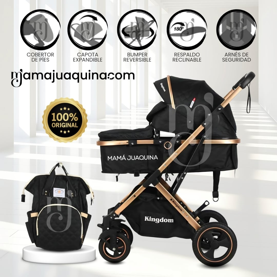 COCHE MOISÉS TRAVEL SYSTEM «BARBARA» CON BOLSA PAÑALERA BLACK - 1