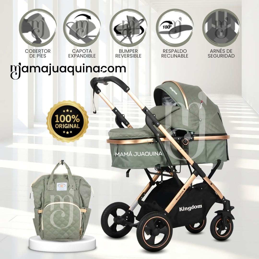COCHE MOISÉS TRAVEL SYSTEM «BARBARA» CON BOLSA PAÑALERA VERDE - 1