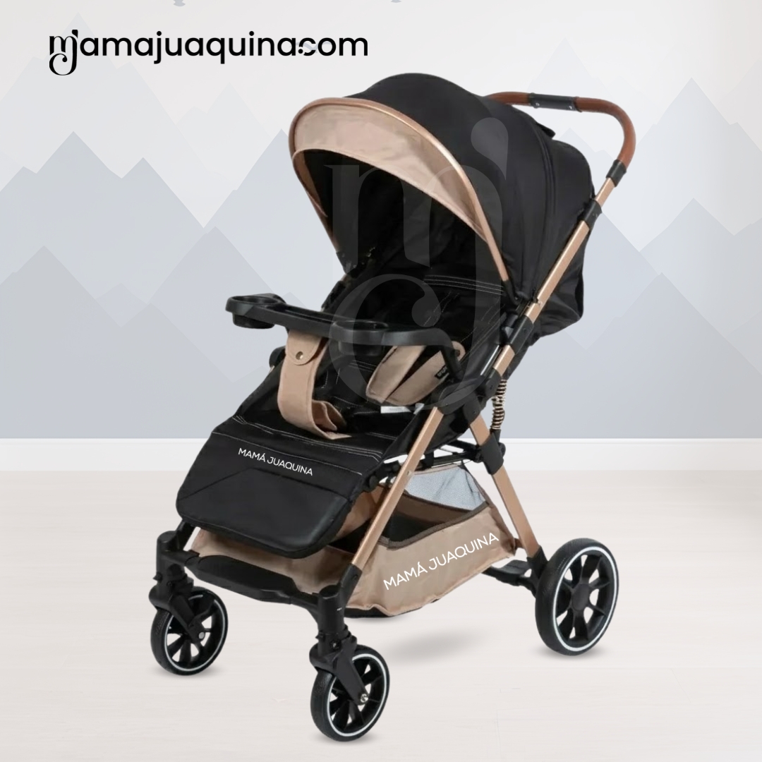 COCHE MALETA DE LUJO «WIN» CON BANDEJA DE COMER BEIGE - 3