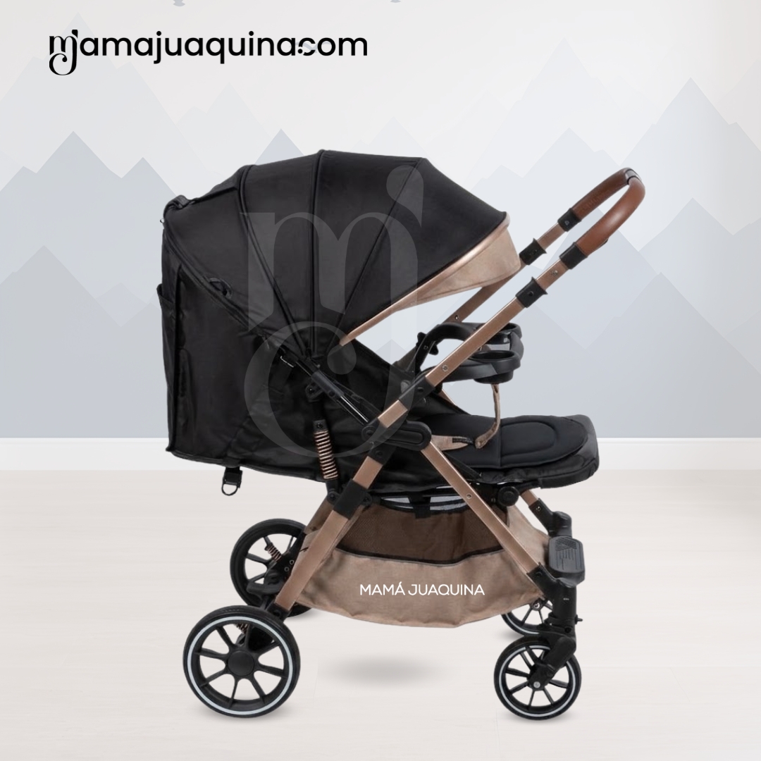 COCHE MALETA DE LUJO «WIN» CON BANDEJA DE COMER BEIGE - 4