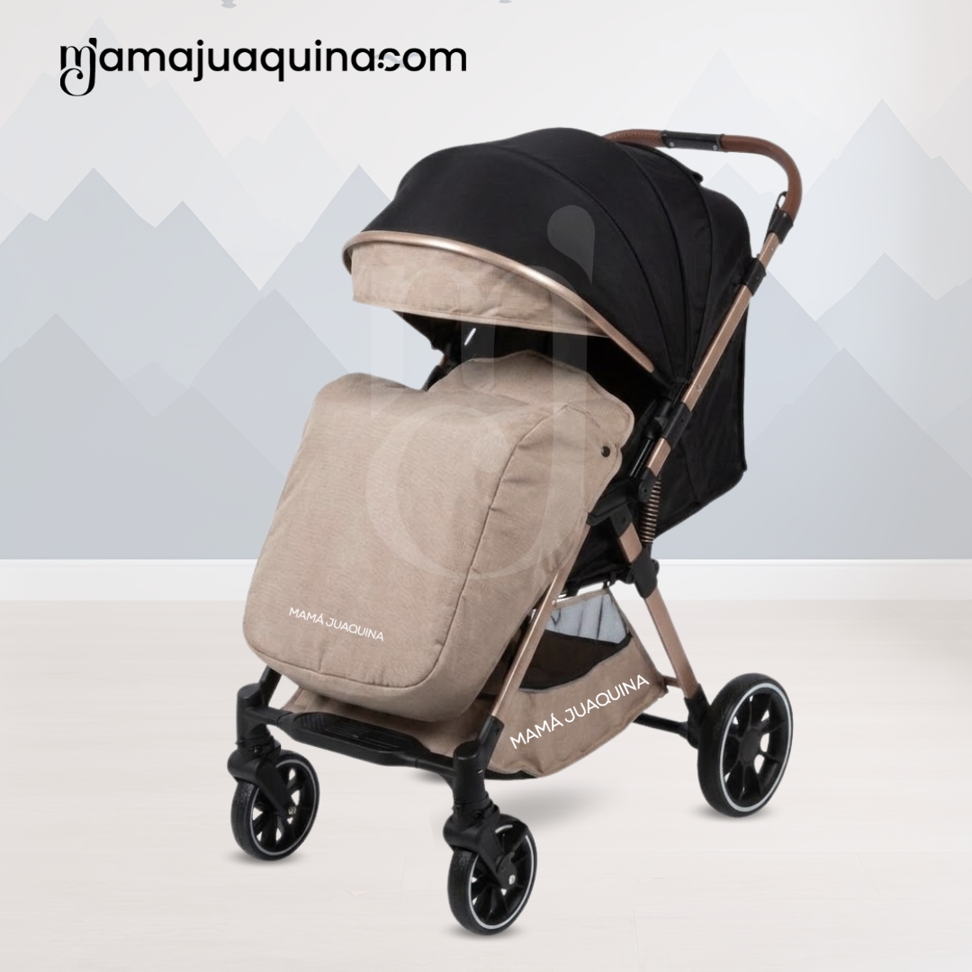 COCHE MALETA DE LUJO «WIN» CON BANDEJA DE COMER BEIGE - 5