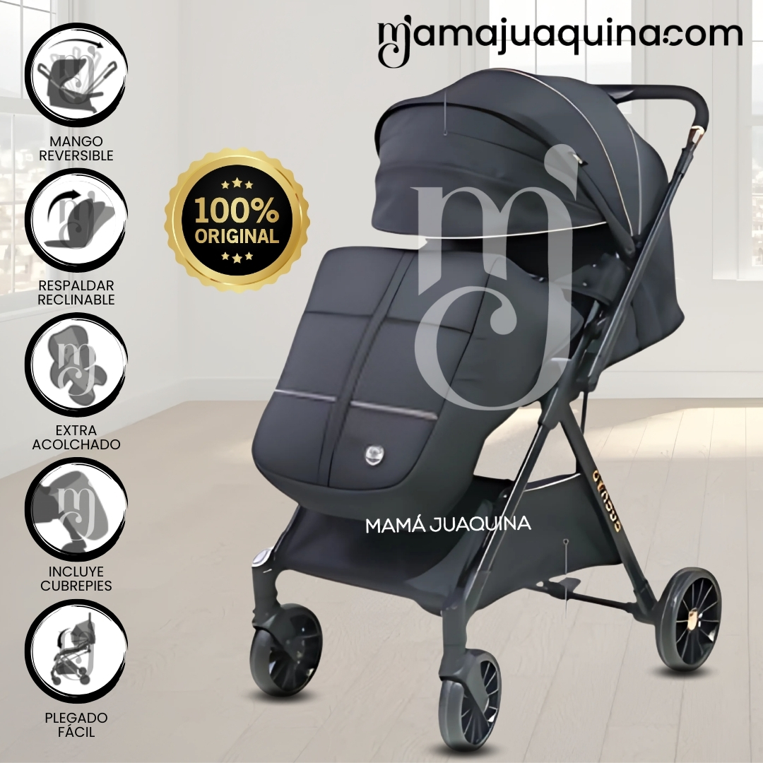 COCHE MALETA DE LUJO «GENOVIA» MANGO REVERSIBLE BLACK - 1