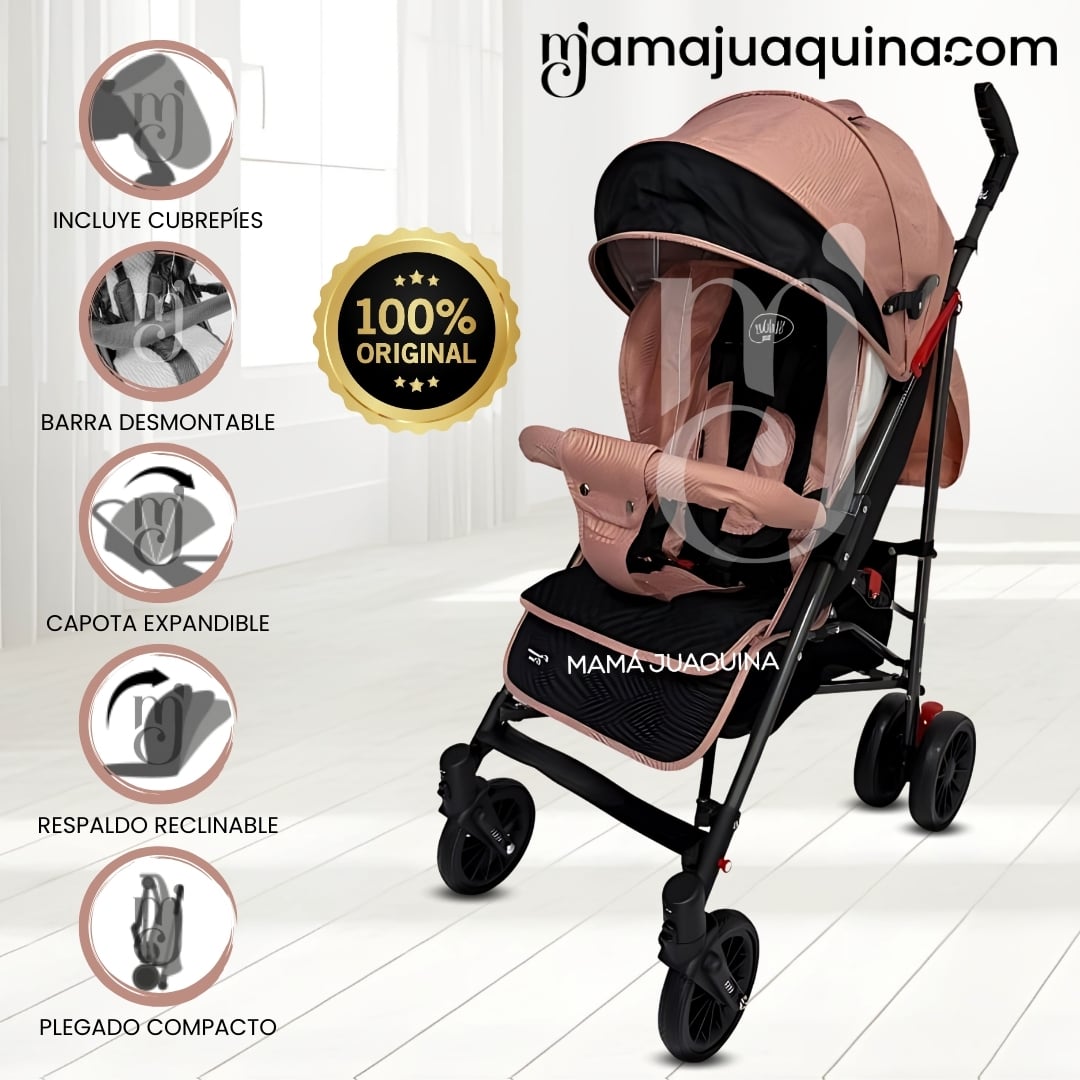 COCHE BASTÓN DE LUJO «RAYO PLUS» MANGO GIRATORIO PINK - 1