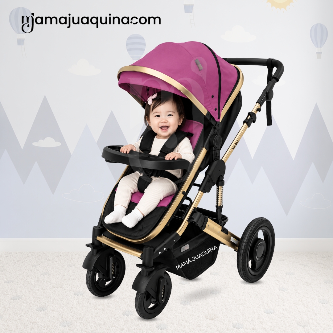 COCHE CUNA MOISÉS DE LUJO «PRADO GOLD» DARK PINK - 5