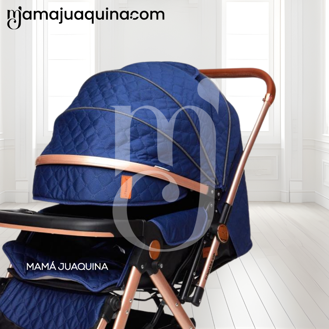 COCHE CUNA DE LUJO «SUNDARA PREMIUM» CON MOCHILA PAÑALERA BLUE - 3