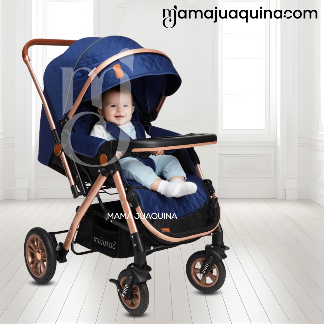 COCHE CUNA DE LUJO «SUNDARA PREMIUM» CON MOCHILA PAÑALERA BLUE - 4