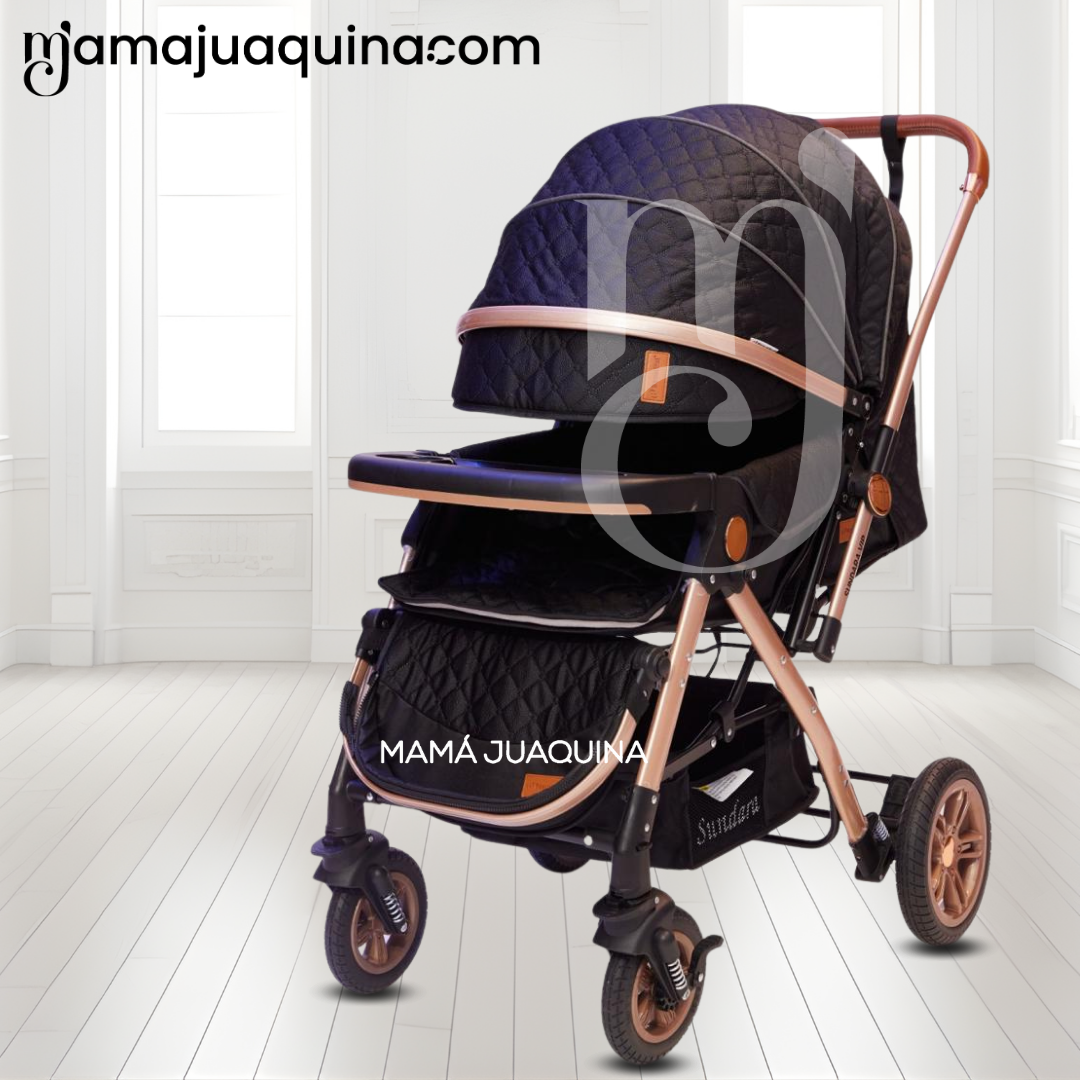 COCHE CUNA DE LUJO «SUNDARA PREMIUM» CON MOCHILA PAÑALERA BLACK - 3