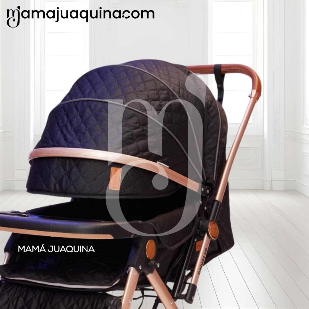 COCHE CUNA DE LUJO «SUNDARA PREMIUM» CON MOCHILA PAÑALERA BLACK - 4