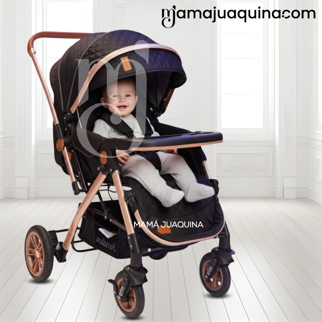 COCHE CUNA DE LUJO «SUNDARA PREMIUM» CON MOCHILA PAÑALERA BLACK - 5