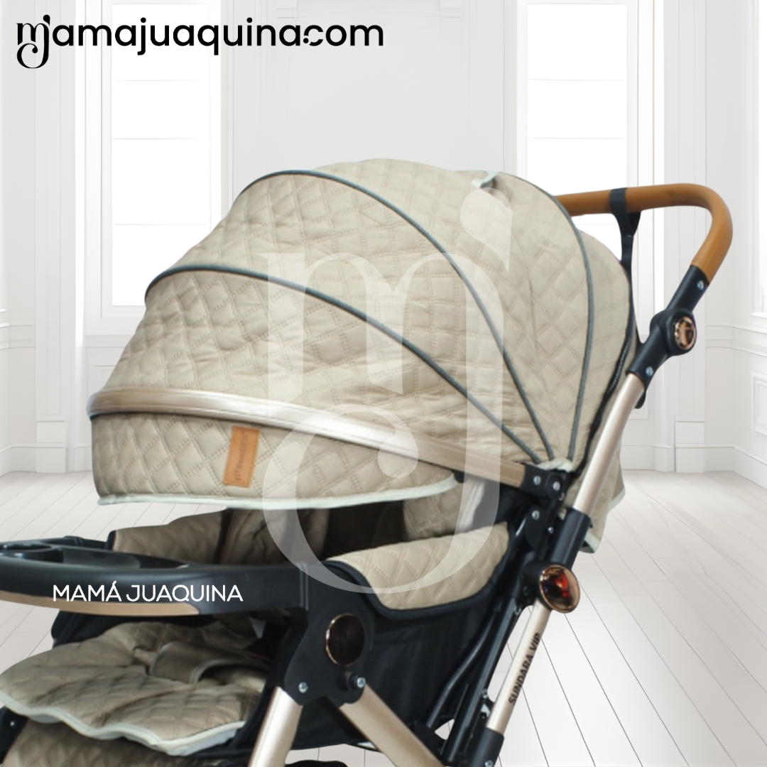 COCHE CUNA DE LUJO «SUNDARA PREMIUM» CON MOCHILA PAÑALERA BEIGE - 4