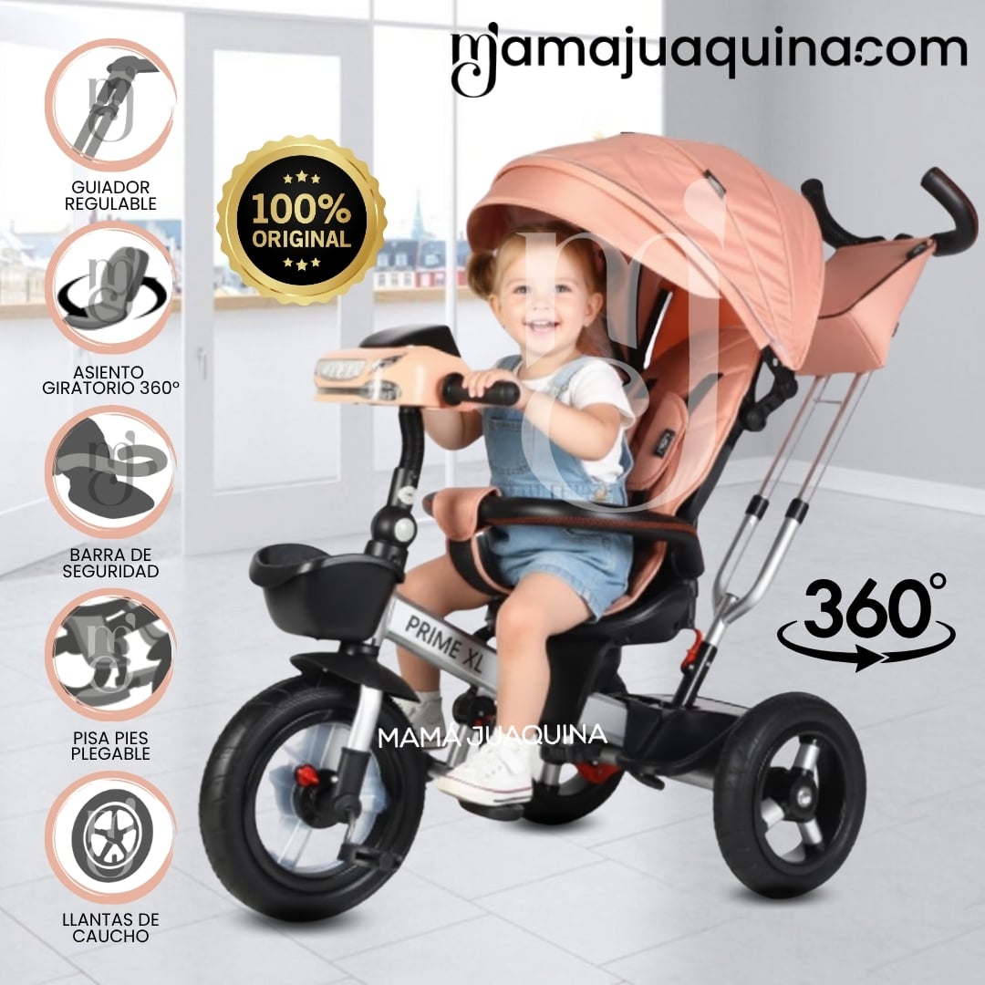 TRICICLO GUIADOR GIRATORIO «PRIME XL» PARA NIÑOS MELÓN - 1