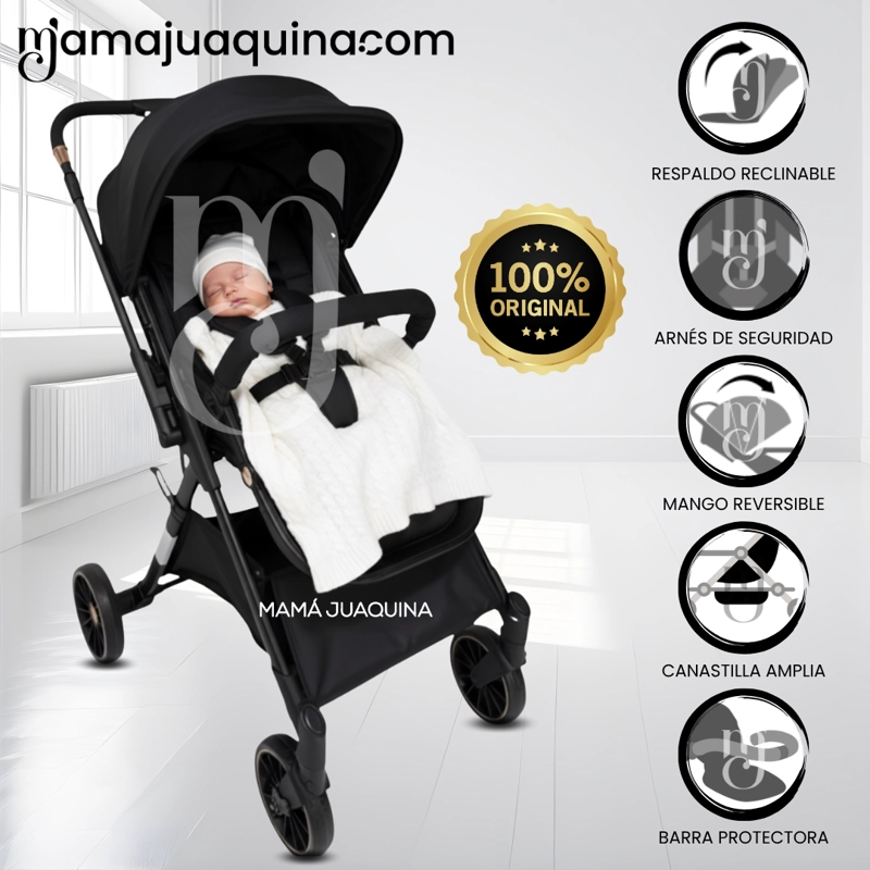 COCHE MALETA DE LUJO «CRONOS» MANGO REVERSIBLE BLACK - 1