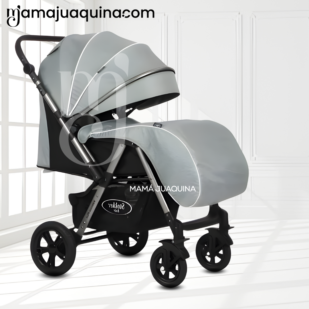 COCHE CUNA DE LUJO «SILVER» CON MANGO REVERSIBLE GRAY - 4