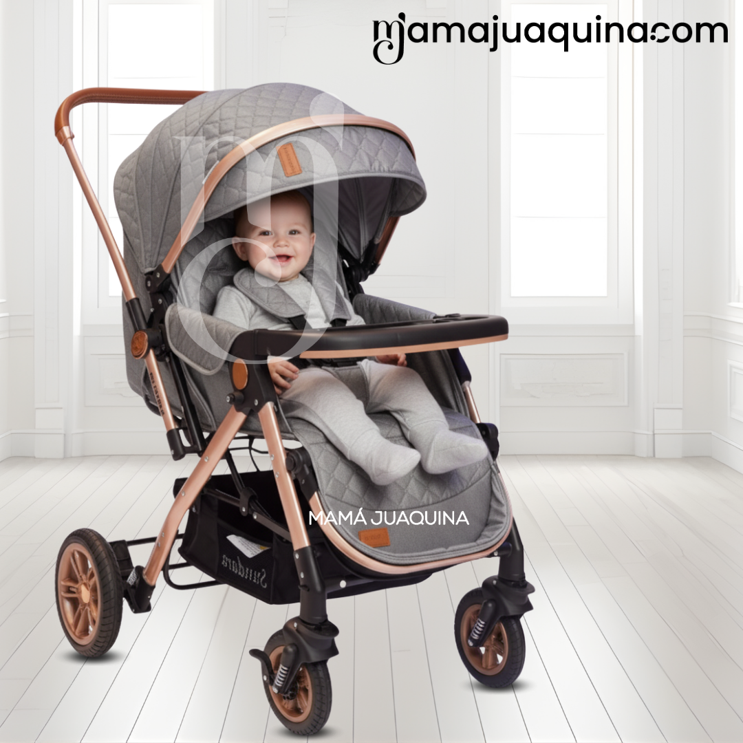 COCHE CUNA DE LUJO «SUNDARA PREMIUM» CON MOCHILA PAÑALERA GRAY - 5