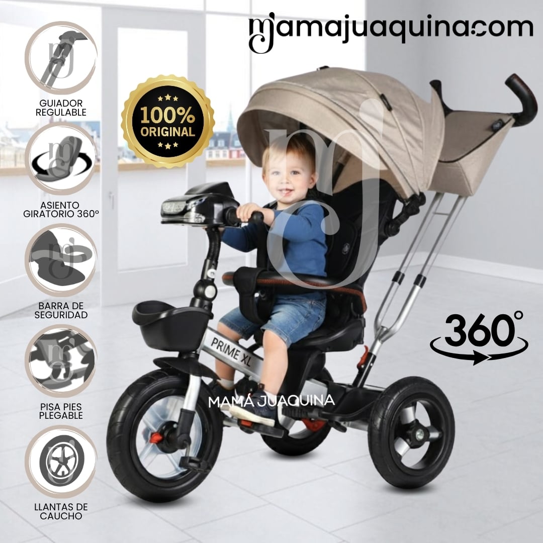 TRICICLO GUIADOR GIRATORIO «PRIME XL» PARA NIÑOS BEIGE - 1