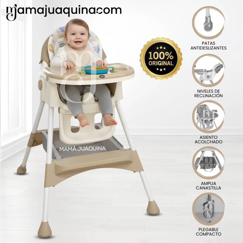 SILLA DE COMER DIDACTICO «ARIS» CON JUGUETE BEIGE - 1