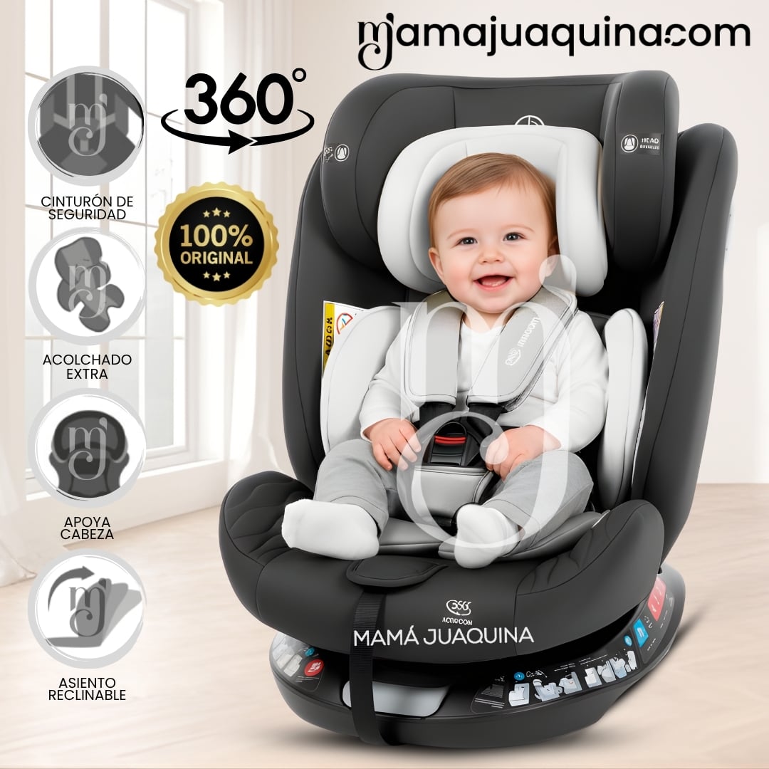 SILLA DE AUTO GIRATORIA 360° «ESSIA» DE LUJO GRAY - 1